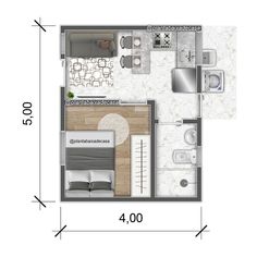 the floor plan for a small apartment with one bedroom, two bathrooms and an attached bathroom