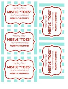 four christmas gift tags with the words mistle toes