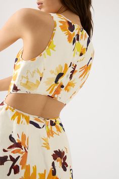 Tulip Cut Out Mini Dress | Pressed Sunflowers | Aje