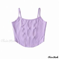 Olivia Mark - Floral Print Halter Tank Top with Scalloped Hem and Vintage Fishbone Design Basic Long Sleeve Shirt, Purple L, Halter Tank Top, Halter Tank, Slim Fit Top, Shirts For Teens, Basic Long Sleeve, Collar Designs, Basic Shirts