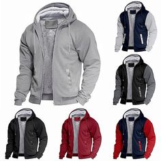 Season:Spring   Fall,Cross-Seasons; Fabric:Polyester; Sleeve Length:Long Sleeve; Gender:Men's; Style:Basic,Casual,Streetwear; Elasticity:Micro-elastic; Occasion:Casual,Streetwear,Work,Daily,Sports  Outdoor; Fit Type:Regular Fit; Pattern:Plain; Neckline:Hooded; Sports Clothing Sub Category:Zip Hoodie Sweatshirt,Fleece Hoodie,Thick Hoodies; Front page:FF; Listing Date:10/10/2024 Winter Sportswear Sweatshirt With Double-lined Hood, Long Sleeve Fleece Hoodie For Outdoor Activities, Sportswear Fleece Hooded Hoodie, Streetwear Fleece Hoodie Jacket, Solid Color Hoodie Fleece Jacket For Streetwear, Solid Hoodie For Winter Outdoor Activities, Warm Hooded Jacket For Streetwear, Gray Fleece Hooded Jacket For Winter, Gray Fleece Hooded Winter Jacket