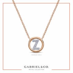 Add some personality to your favorite looks with a diamond initial necklace tailored to you or someone you love. A capital letter 'Z' is outlined in brilliant .06ct pavé diamonds for sophisticated sparkle. A circular 14k rose gold pendant and adjustable cable chain finish this giftable design. NK4522Z-K45JJ #GabrielNY #DiamondJewelry #FineJewelry #GabrielAndCo #UniqueJewelry #FineJewelry#FashionJewelry#UniqueJewelry#GiftIdeas#UniqueGifts#InitialNecklaces#DiamondNecklace #GoldNecklace Rose Gold Initial Pendant Diamond Necklace, Luxury 14k Rose Gold Necklaces For Anniversary, Luxury 14k Rose Gold Necklace For Anniversary, Letter Z Design, Z Initial, Z Design, Chain Letter, Diamond Initial Necklace, Custom Initial Necklace