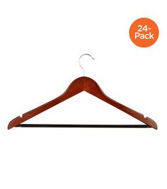 a wooden hanger with 24 pack of clothes hanging from it's end,