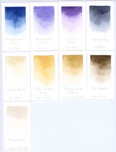 the different shades of watercolor are shown