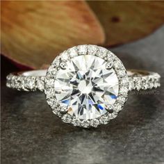 an engagement ring with diamonds on it