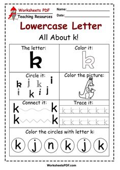 worksheet for letter k with the lowercase and uppercase letters on it