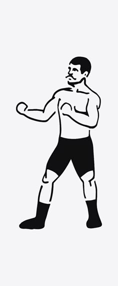 a black and white drawing of a wrestler