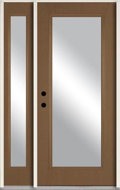 a brown door with two mirrors on the front and side doors to both sides,