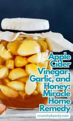 apple cider vinegar garlic and honey recipe in a jar