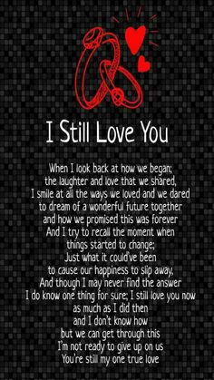 i still love you poem on black background with red heart and two hearts in the middle