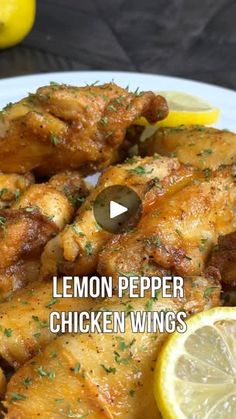 lemon pepper chicken wings on a white plate