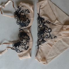 Lovely Set Tan/Nude With Black Detailing On Bust And Front Of Panties. Panties Have That "No Show" Material, Perfect For Any Jean's, Slacks, Skirts, Etc. Only Selling Because It's Too Small. Did Try It On Once But Otherwise Its Brand New. Cannot Recall The Website From Which I Ordered It. Bra And Panty Set, Bra And Panty Sets, Bra Set, Sleepwear Women, Black Tan, Try It, Black And Tan, Women's Intimates, Lingerie