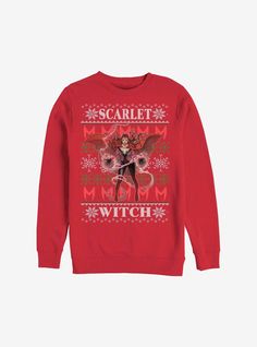 Marvel Scarlet Witch, Marvel Wanda, Witch Sweatshirt, Man Thing Marvel, Sweatshirts Pattern, Fair Isle Sweater, Scarlet Witch, Christmas Fashion, Pullover Men