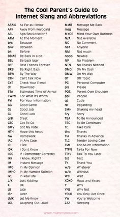 the cool parent's guide to internet sing and abbreviations