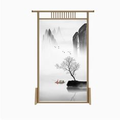 This Chinese-style landscape screen is crafted from solid wood and features a black-and-white mountain and tree painting, creating a sense of tranquility and elegance. Perfect for decorating your living room, tea room, or entryway, it serves as a stylish divider or accent piece. dujinlong home Size: 78.74" H x 47.24" W x 1.18" D | dujinlong home Chinese Landscape Screen brownWood in Black;brown;white | 78.74" H x 47.24" W x 1.18" D | Wayfair Landscape Screen, Chinese Landscape, White Mountain, Tea Room, Tree Painting, Accent Furniture, Chinese Style, Accent Pieces, Room Furniture