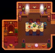 an overhead view of a kitchen and dining room in the legend of zeolith