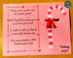 candy cane poem for valentine's day on pink paper with red and white hearts