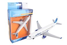 a toy airplane is in the packaging