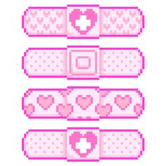 the pixel style pattern is pink and has hearts on it, as well as an arrow