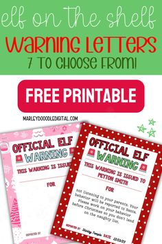 Help your Elf on the Shelf remind kids to stay on the nice list with these 7 free printable warning letters! These official elf notes are perfect for addressing naughty behavior, messy rooms, or bad manners. Fun and simple to use, these letters add an extra layer of excitement to your Elf on the Shelf tradition. Download your free printables today and keep the holiday magic alive! Note From Elf About Bad Behavior, Elf Messy Room Letter, Bad Kid Elf On The Shelf Letter, Elf On Shelf Behavior Notes, Elf On The Shelf Notes For Bad Kids, Elf Letters To Kids Bad Behavior, Elf On The Shelf Warning Letter Free, Elf Behavior Warning