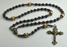 Mary Of Nazareth, Teutonic Knights, Saint Mary, The Order, Black Agate, Gold Crystal, Crystal Pearls, Prayer Beads, Knights