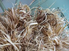 a pile of dried grass sitting on top of a table