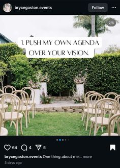 an image of a wedding venue with chairs in the grass