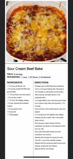 the recipe for sour cream beef bake