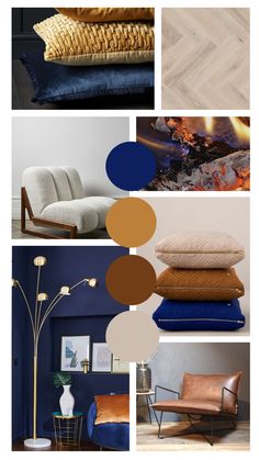 a collage of photos with different colors and furniture