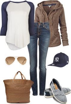 LOLO Moda: Trendy women outfits 2013..Same outfit minus yankee..cowboy hat instead (same colors) Stylish Fall Outfits, 가을 패션, Casual Fall Outfits, Look Casual, Mode Inspiration, Mode Fashion, Outfits Casuales, Casual Fall, Look Fashion