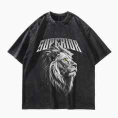 Superior Lion Oversized Washed Graphic T-Shirt – Starphase Lion Graphic Design, Lion T Shirt, Oversize Tshirt Outfits, Lion Graphic, Lion Tshirt, Aesthetic Streetwear, Streetwear Tshirt, Tshirt Outfits, Y2k Streetwear