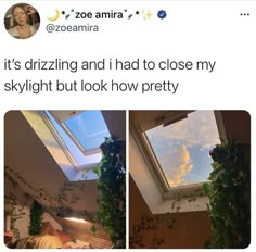 the skylight in this room is so bright that it's not too cloudy