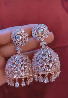 Thank you so much for visiting my shop Beautiful and high quality rose gold cubic zirconia jhumka can be worn with any outfit and perfect for any occasion, wedding or party. Ready to ship. Diamond Earrings Jhumkas, Jhumka Earrings Diamond, Diamond Jhumkas Bridal, Diamond Jimikki, Jimikki Earrings, Earrings Collection Beautiful, Jhumka Earrings Collection, Diamond Jumkas, Diamond Jhumkas