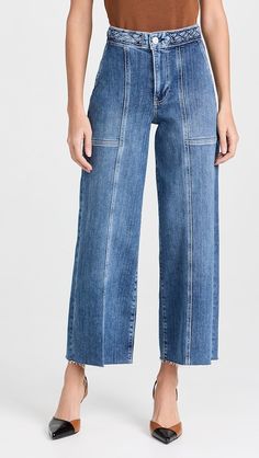 FRAME Braided Waistband Wide Crop Jeans | Shopbop