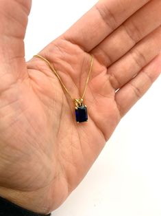 Square Sapphire Pendant - Gold Sapphire Necklace - Blue Square Necklac – Adina Stone Jewelry Blue Square Pendant Jewelry For Formal Occasions, Formal Sapphire Necklace With Rectangular Shape, Formal Blue Square Pendant Jewelry, Sapphire Jewelry With Rectangular Stone For Gift, Formal Jewelry With Rectangular Stone Prong Setting, Sapphire Baguette Cut Necklace For Formal Occasions, Formal Emerald Cut Birthstone Necklace, Formal Sapphire Baguette Cut Necklace, Formal Emerald-cut Birthstone Necklace