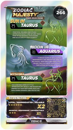 an advertisement for zodiacs in the sun and moon rising, with text on it