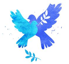 two blue birds flying next to each other with the words international peace day on it