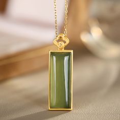 Our Natural Emerald Jade Stone Pendant Necklace is carefully crafted from the highest quality Emerald Jade available. Featuring a stunning Emerald Jade Stone pendant, this necklace is sure to make a statement. The natural luster of the stone will add a touch of elegance to your wardrobe. Perfect for any occasion.

Natural Emerald Jade Stone
Pendant size: 13*40mm
Chain length: 40CM (+ 5cm adjustable chain)
Weight: about 10g
S925 silver
Hypoallergenic, lead and nickel free

If you aren't in LOVE w Necklaces Korean, Men Valentines, Silver Necklace For Women, Opal Moonstone, Jade Pendant Necklace, Cute Necklaces, Mens Valentines Gifts, Jade Color, Couple Necklace