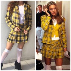 two pictures one in yellow and the other in plaid