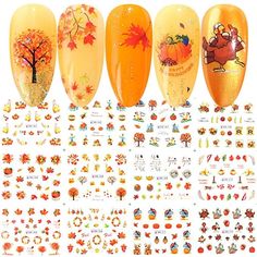 Fall Nail Stickers Halloween Thanksgiving Nail Art Accessories Decals 12 Sheets Maple Leaf Pumpkin Turkey Water Transfer Nail Art Stickers for Women Girls Kids DIY Thanksgiving Day Decorations Thanksgiving Accessories, Nail Art Tattoo, Cartoon Nail Designs, Diy Nails Stickers, Nail Art Halloween, Classic Thanksgiving, Foil Nail Art