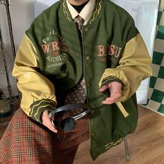 Vintage Letters, Uniform Jacket, Vintage Badge, Street Punk, Clothing Aesthetic, Waves Wallpaper, Pu Leather Jacket, American Leather, Contrast Collar