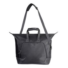 a black tote bag on a white background