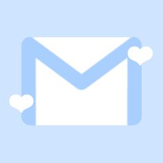 an email envelope with hearts on the front and bottom corner is shown in light blue