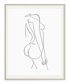 a black and white line drawing of a woman's back with her hands on her hips