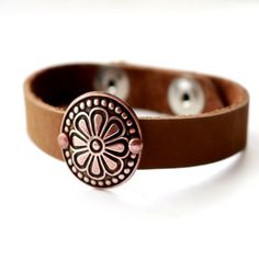 Copper Flower Leather Cuff, Copper Cuff Bracelet, Brown Leather Cuff Bracelet, Adjustable Bracelet, Adjustable Concho Cuff Bracelet Gift, Brown Adjustable Flower Bracelet, Adjustable Bohemian Flower Cuff Bracelet, Bohemian Adjustable Flower Cuff Bracelet, Boho Cuff Bracelet, Mothers Day Rings, Boho Cuff, Princess Jewelry, Brown Bracelet