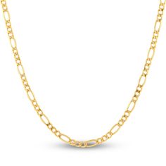 Distinguished by its timeless pattern of hollow round and oval links, this 20-inch Figaro chain necklace shines in 14K yellow gold. The chain secures with a lobster clasp. Yellow Gold Figaro Chain Necklace, Yellow Gold Figaro Chain Necklace With Oval Links, Classic Yellow Gold Figaro Chain Necklace, Yellow Gold Oval Figaro Chain Necklace, Yellow Gold Oval Necklace With Figaro Chain, Oval Yellow Gold Necklace With Figaro Chain, 14k Gold Oval Figaro Chain Necklace, Figaro Chain Necklace, Jared The Galleria Of Jewelry