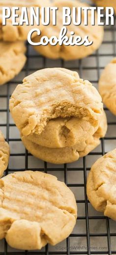 peanut butter cookies on a cooling rack with the words, how to make peanut butter cookies