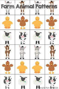 an animal pattern with the words free printable farm animals