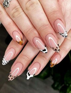 Aug 11, 2021 - This Pin was discovered by Melanie Tafelski. Discover (and save!) your own Pins on Pinterest Nail Art French, Acrylic French, Cheetah Nails, Leopard Print Nails, Print Nails, French Nail Designs, Leopard Nails