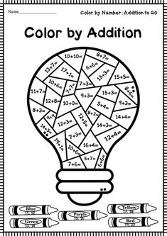 color by number addition worksheet for students to practice numbers and subtractions